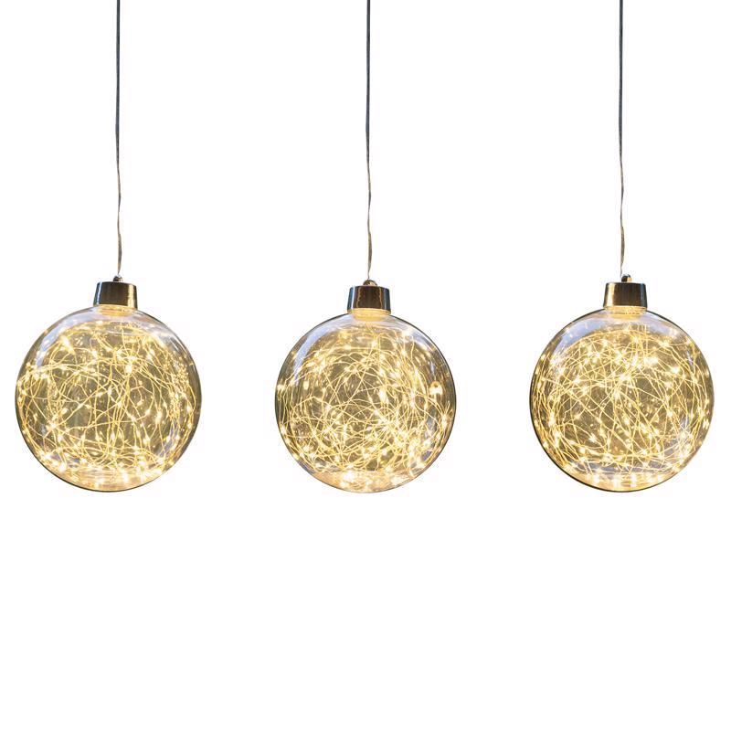 Celebrations LED Warm White Globe Ornament 8 in. Hanging Decor