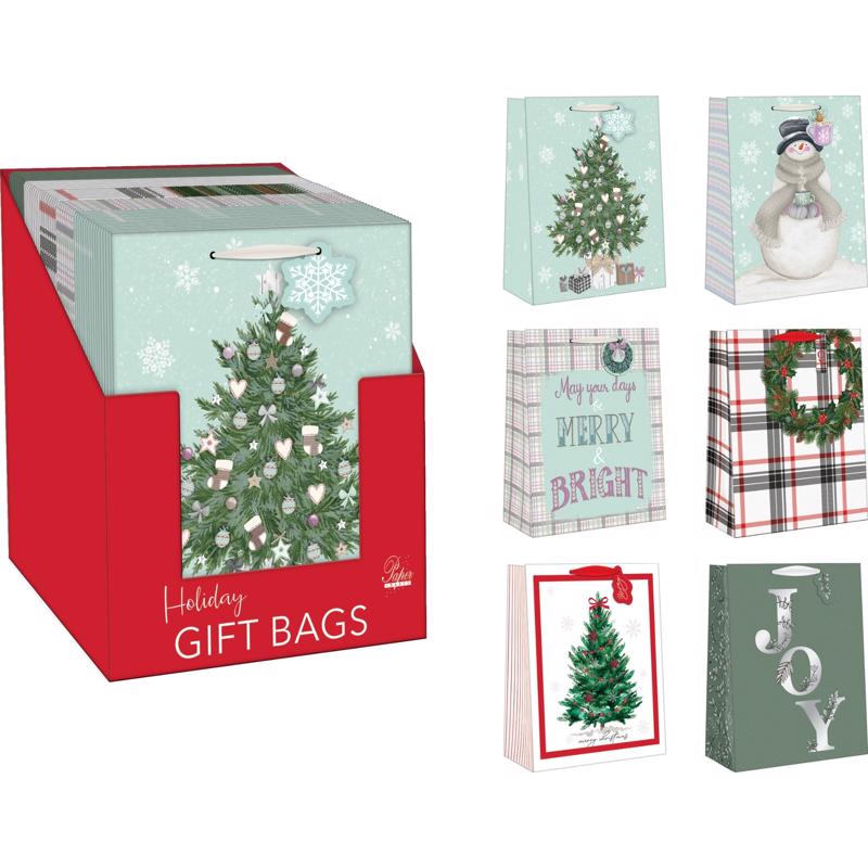 Paper Images Assorted Holiday Large Treated Gift Bag (Pack of 48)