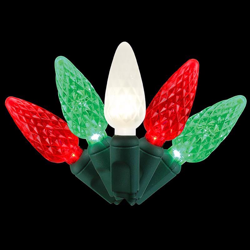 Celebrations LED C6 Red/Green/Pure White 5 ct Replacement Christmas Light Bulbs (Pack of 12)