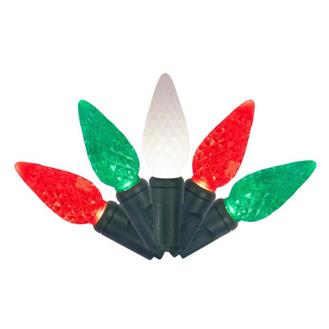 Celebrations Platinum LED C6 Red/Green/Pure White 50 ct String Christmas Lights