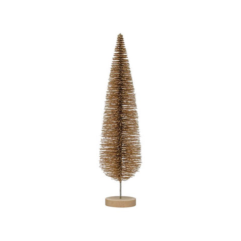 Creative Co-Op Enchanted Christmas Gold Bottle Brush Tree Table Decor 15 in. (Pack of 8)