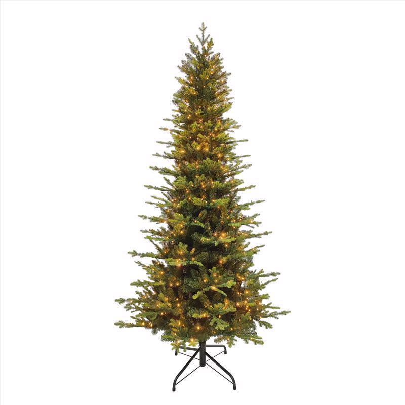 Holiday Bright Lights 1-2 Tree 7-1/2 ft. Slim LED 1582 ct Easton Spruce Cascading Color Changing Chr