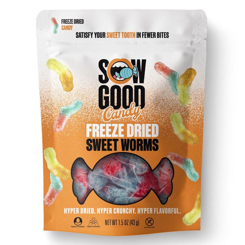 Sow Good Freeze Dried Sweet Worms Candy Bites 1.5 oz