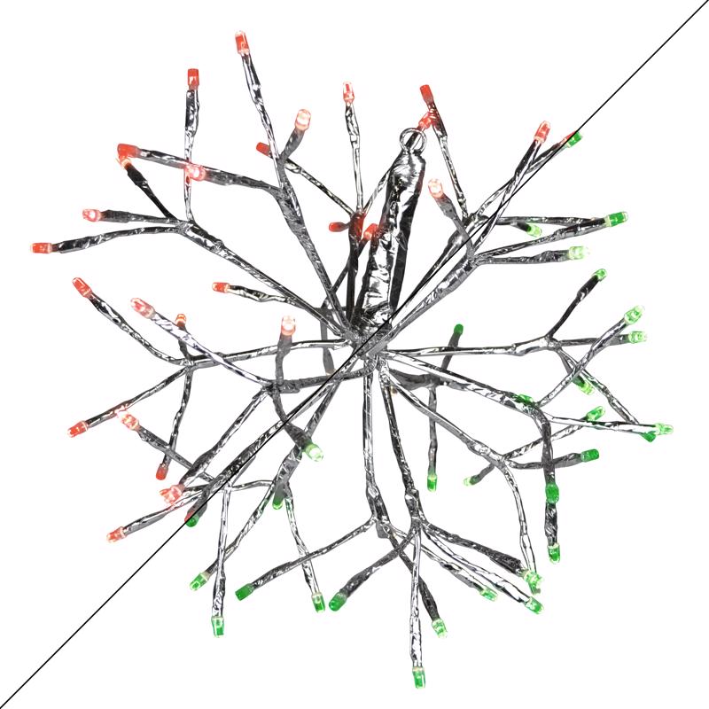 Celebrations Platinum LED Green/Red Rechargeable Shimmering Sphere 12 in. Hanging Decor