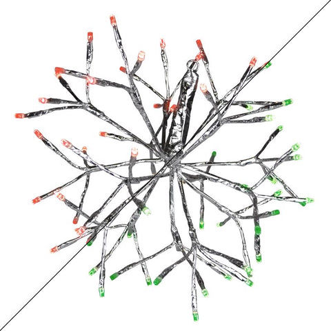 Celebrations Platinum LED Green/Red Rechargeable Shimmering Sphere 12 in. Hanging Decor