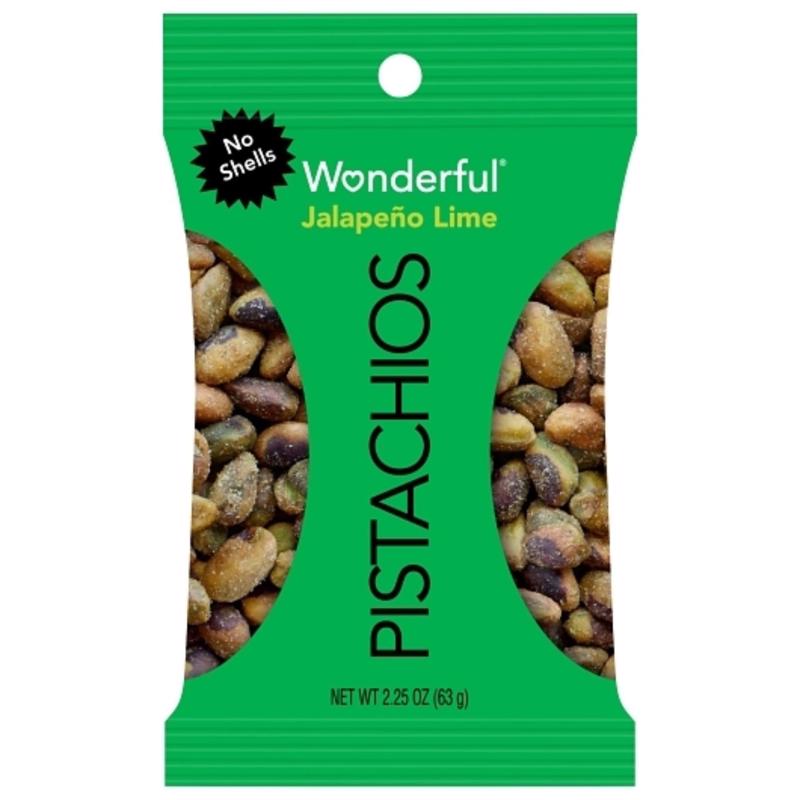 Wonderful No Shell Jalapeno Lime Pistachios 2.25 oz Bagged (Pack of 8)