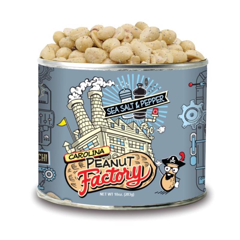 1 in 6 Snacks Carolina Peanut Factory Sea Salt & Pepper Peanuts 10 oz Can (Pack of 6)