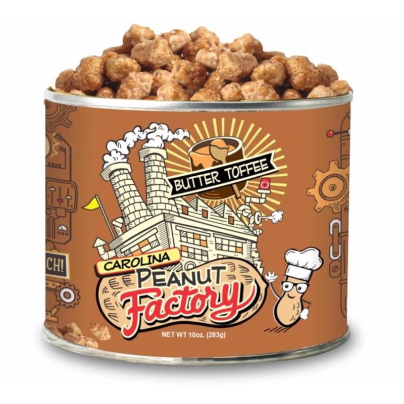 1 in 6 Snacks Carolina Peanut Factory Butter Toffee Peanuts 10 oz Can (Pack of 6)