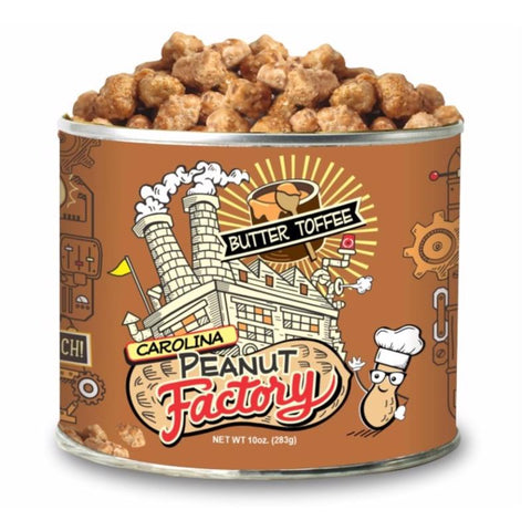 1 in 6 Snacks Carolina Peanut Factory Butter Toffee Peanuts 10 oz Can (Pack of 6)