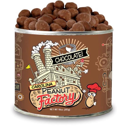 1 in 6 Snacks Carolina Peanut Factory Chocolate Covered Peanuts 10 oz Can (Pack of 6)