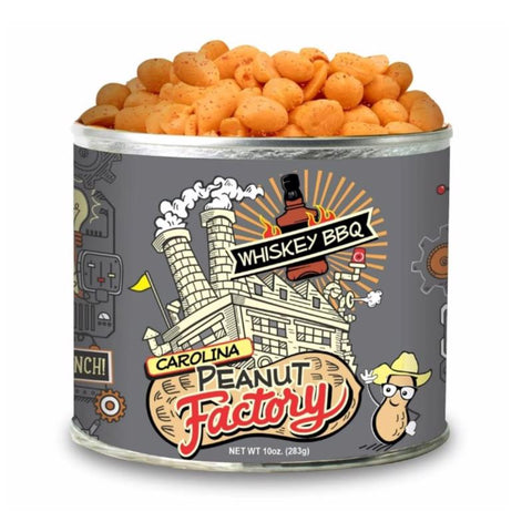 1 in 6 Snacks Carolina Peanut Factory Whiskey BBQ Peanuts 10 oz Can (Pack of 6)