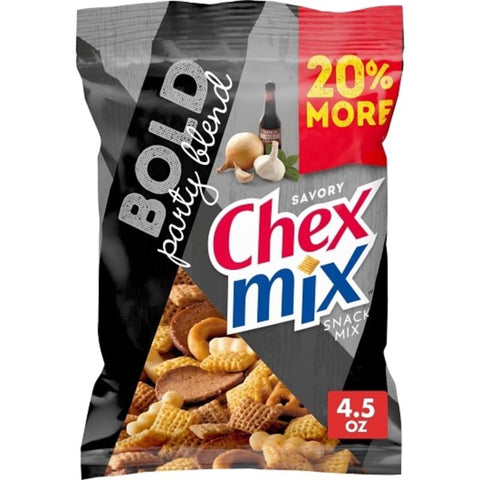 General Mills Chex Mix Savory Bold Snack Mix 4.5 oz Bagged (Pack of 8)