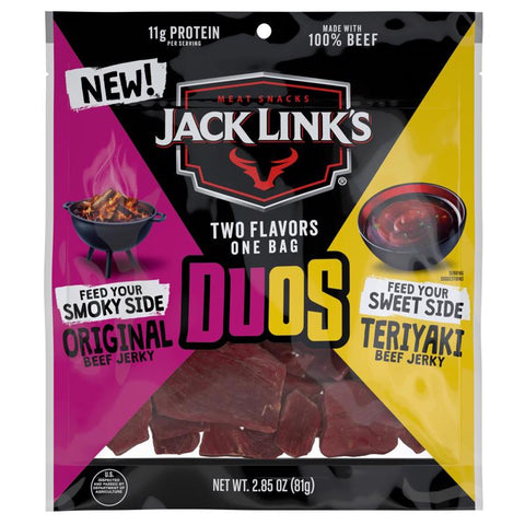 Jack Link's Duo's Original/Teriyaki Beef Jerky 2.85 oz Bagged (Pack of 8)