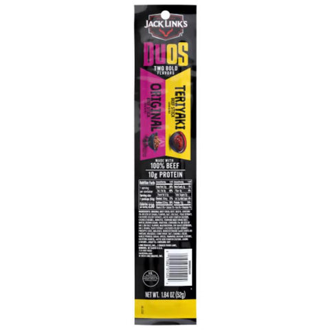 Jack Link's Duo's Original/Teriyaki Beef Stick 1.84 oz Packet (Pack of 10)