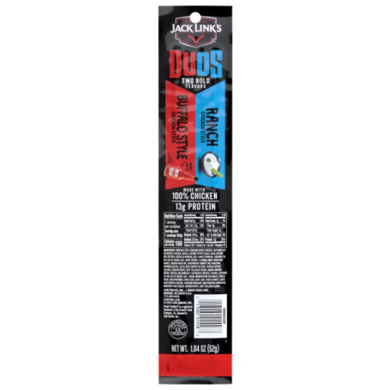 Jack Link's Duo's Buffalo Style and Rancho Chicken Sticks 1.84 oz Pouch (Pack of 10)