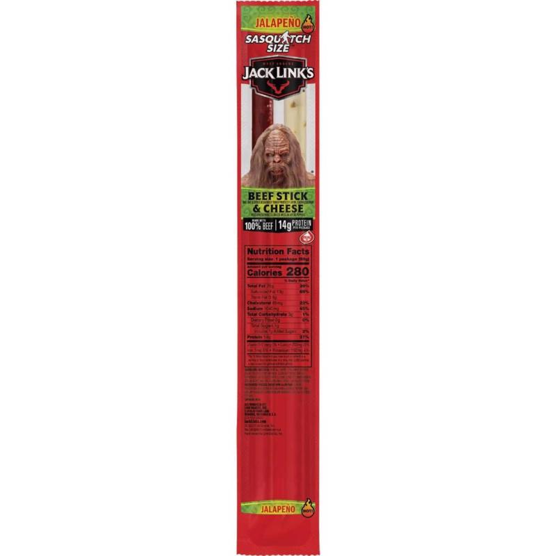 Jack Link's Jalapeno Beef Stick and Cheese 2.45 oz Packet (Pack of 12)