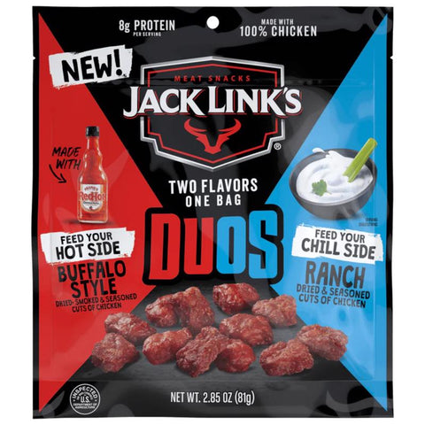 Jack Link's Duo's RedHot/Ranch Chicken Jerky 2.85 oz Bagged (Pack of 8)