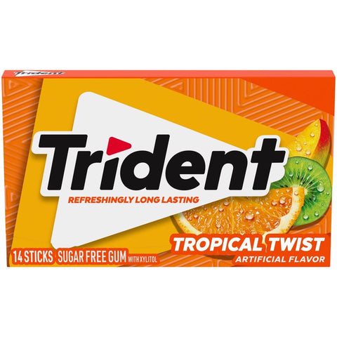 Trident Sugar Free Tropical Twist Chewing Gum 1 pk (Pack of 12)