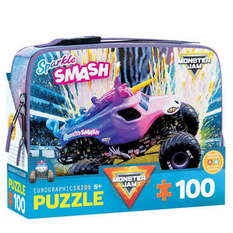 Rompecabezas Eurographics Sparkle Smash Monster Jam Lunch Bag multicolor de 100 piezas
