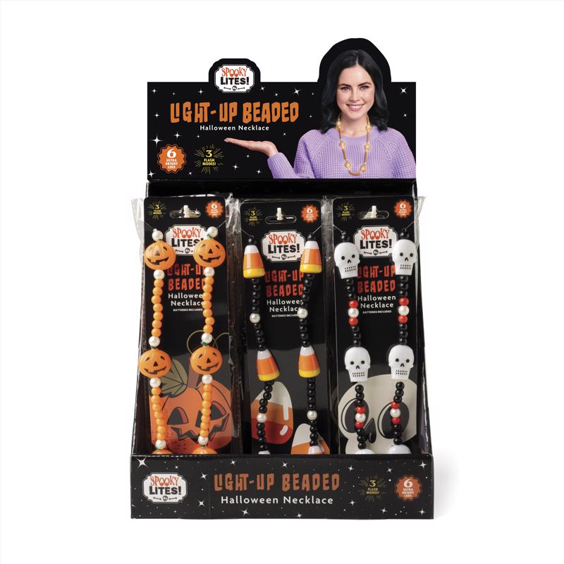 Spooky Lites LED Light Up Beaded Halloween Necklace 1 pk (Pack of 24)
