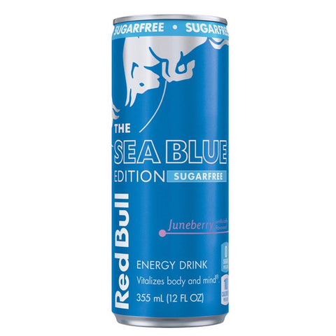 Red Bull Sea Blue Edition Sugar Free Juneberry Energy Drink 12 oz (Pack of 24)