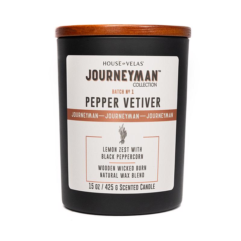 House of Velas Journeyman Black Black Pepper Vetiver Scent Candle 15 oz (Pack of 4)