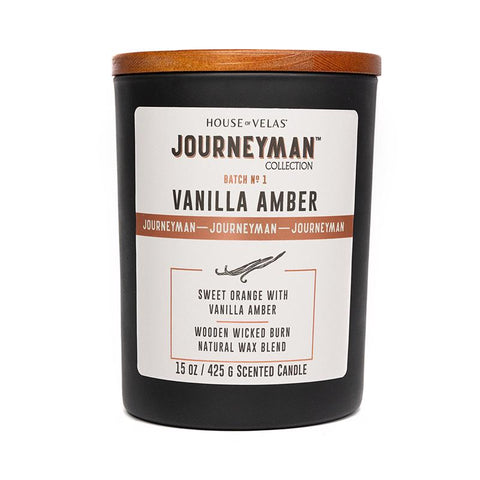 House of Velas Journeyman Black Vanilla Amber Scent Candle 15 oz (Pack of 4)