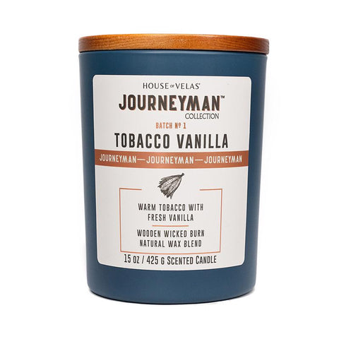 House of Velas Journeyman Dark Blue Tobacco and Vainilla Scent Candle 15 oz (Pack of 4)