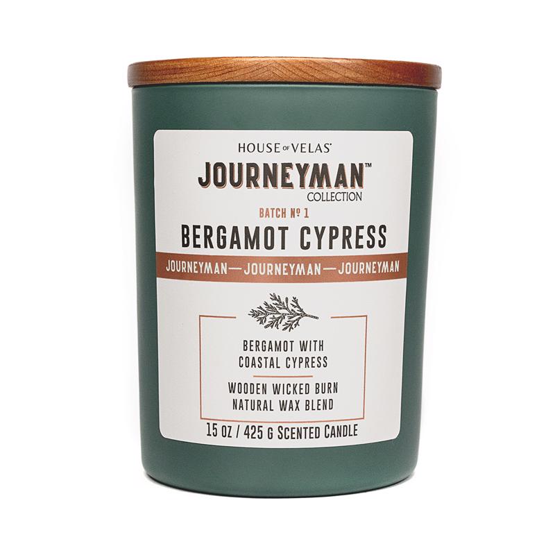 House of Velas Journeyman Green Bergamot Cypress Scent Candle 15 oz (Pack of 4)