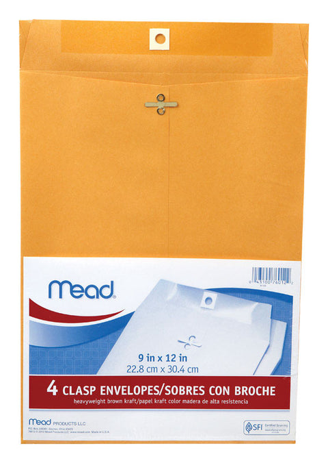Mead 9 in. W X 12 in. L Other Brown Envelopes 4 pk (Pack of 12)