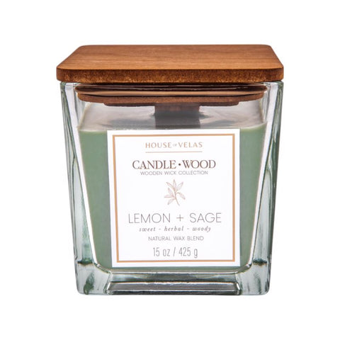 House of Velas Candlewood Green Lemongrass Sage Scent Candle 15 oz (Pack of 4)