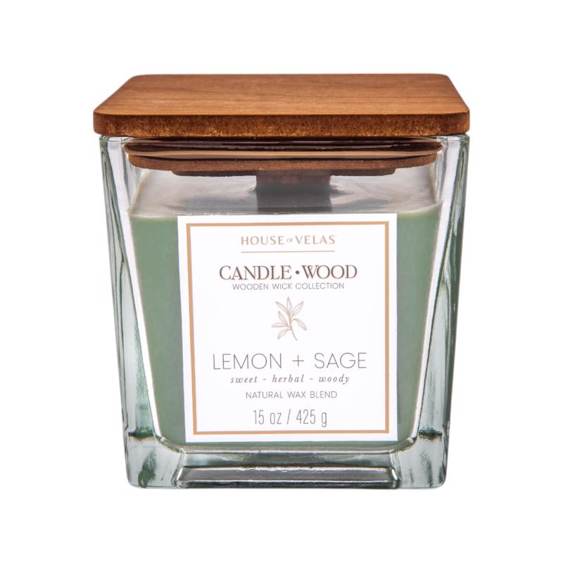 House of Velas Candlewood Green Lemongrass Sage Scent Candle 15 oz (Pack of 4)