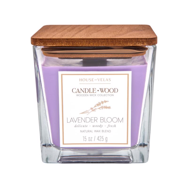 House of Velas Candlewood Purple Lavender Bloom Scent Candle 15 oz (Pack of 4)