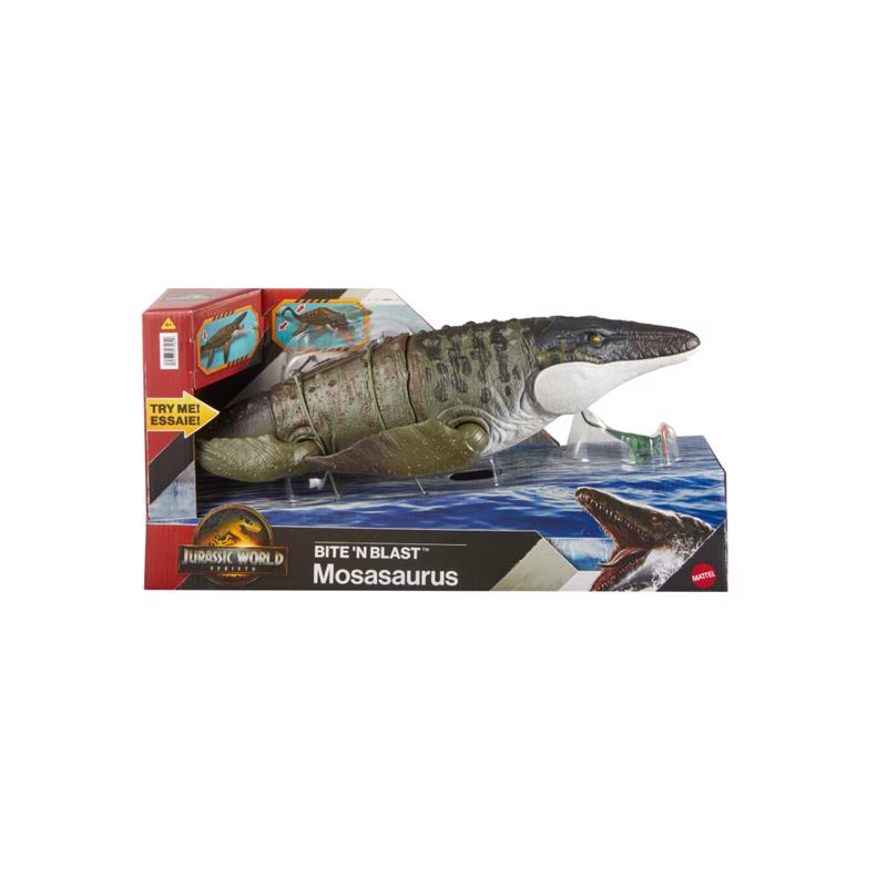Jurassic World Rebirth Bite N Blast Juguete de Dinosaurio Mosasaurus