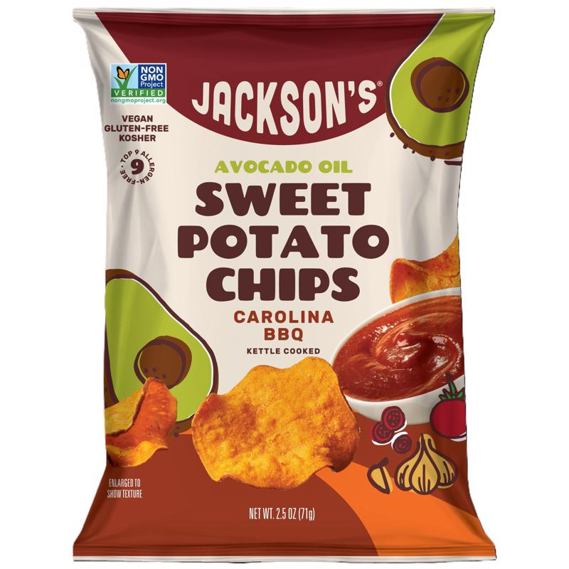 Jackson's Carolina BBQ Kettle Cooked Potato Chips 2.5 oz Bagged (Pack of 8)