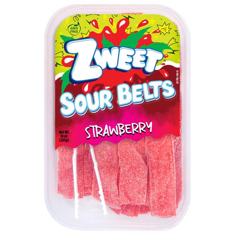 Zweet Strawberry Sour Belts Licorice Candy 10 oz (Pack of 6)