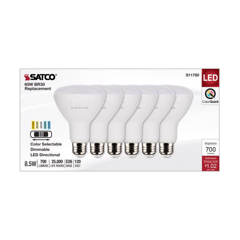 Satco BR30 E26 (Medium) LED Bulb Tunable White/Color Changing 65 Watt Equivalence 6 pk