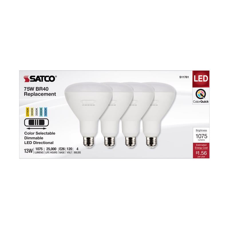 Satco BR40 E26 (Medium) LED Bulb Tunable White/Color Changing 75 Watt Equivalence 4 pk