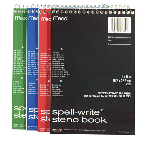 Mead 6 in. W X 9 in. L Wide Ruled Spiral Assorted Steno Book (Pack of 12)