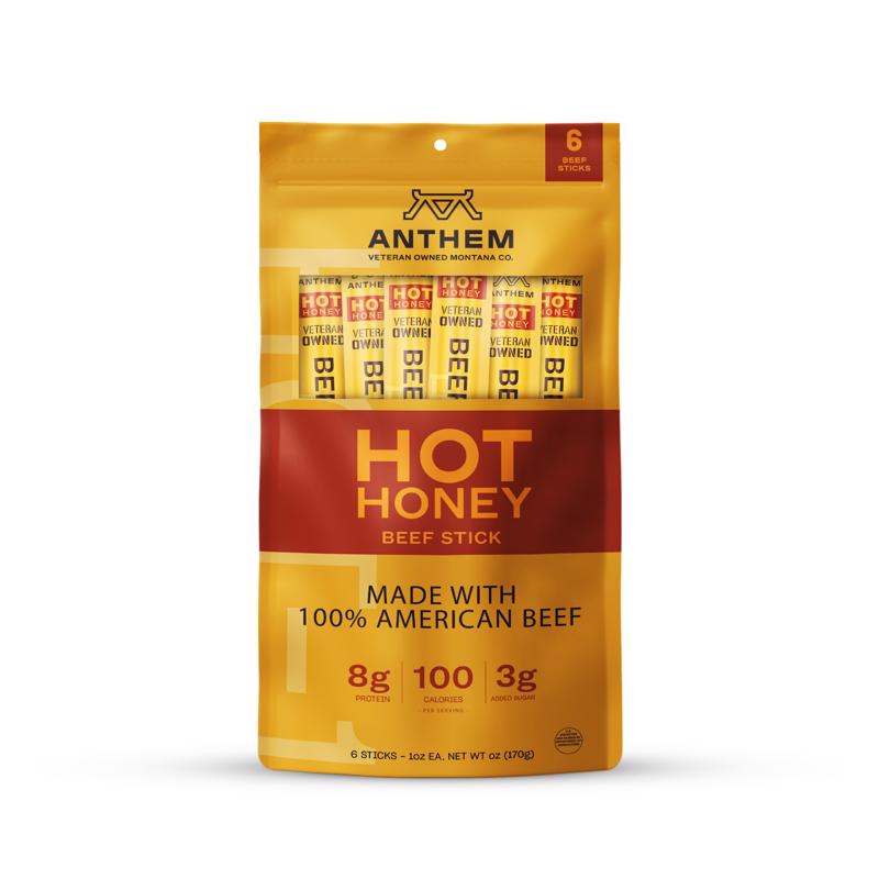 Anthem Snacks Barra de res con miel picante 6 oz en bolsa (Paquete de 8)