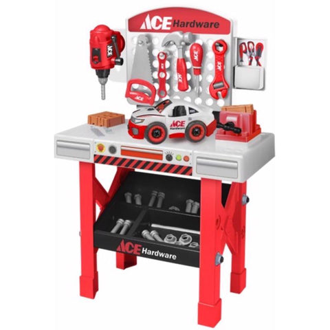 ACE Tool Bench With Take Apart Car Pretend Play Set White/Red