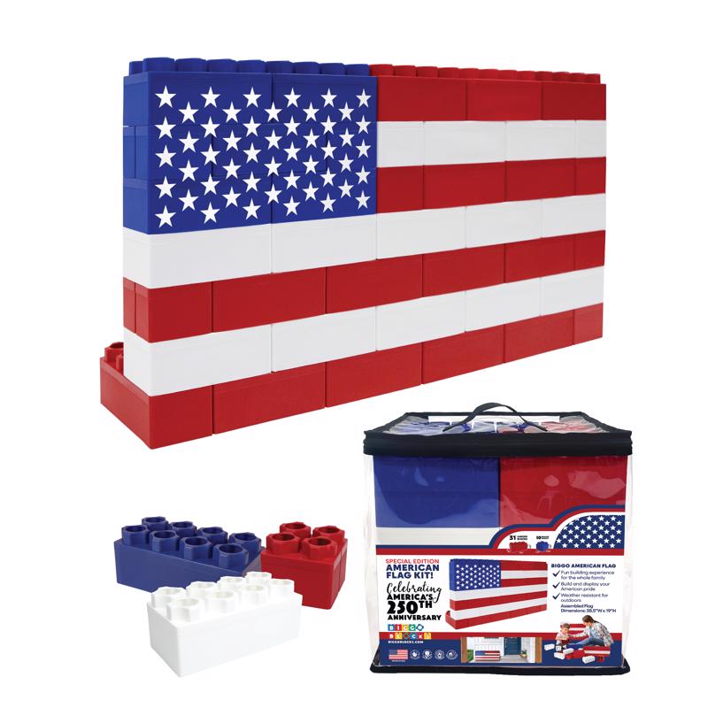 Biggo Blocks American Flag Jumbo Building Blocks Assorted 40 pc
