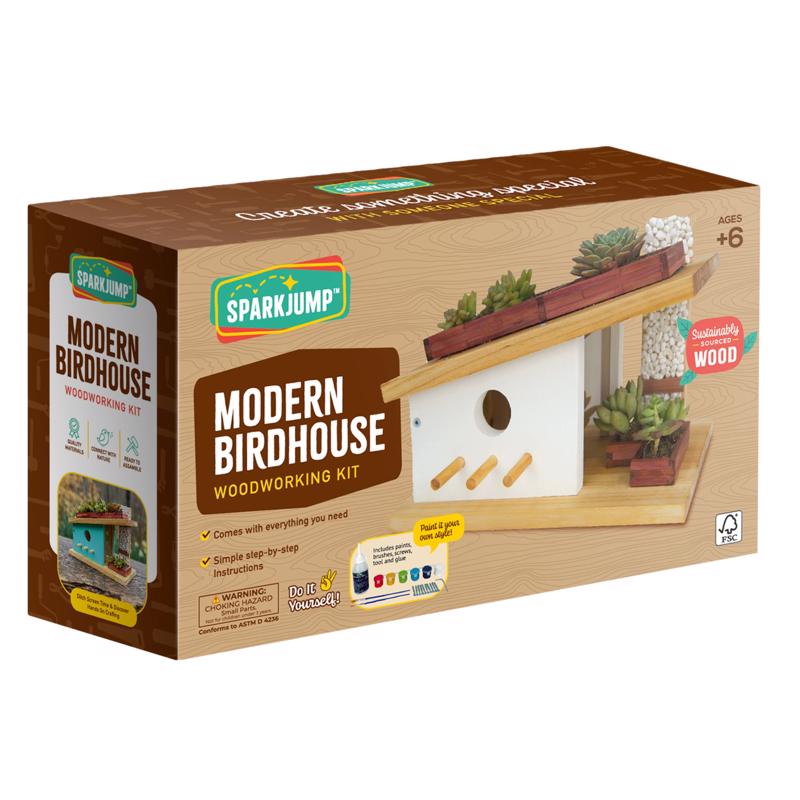 SparkJump Modern Birdhouse Woodworking Kit