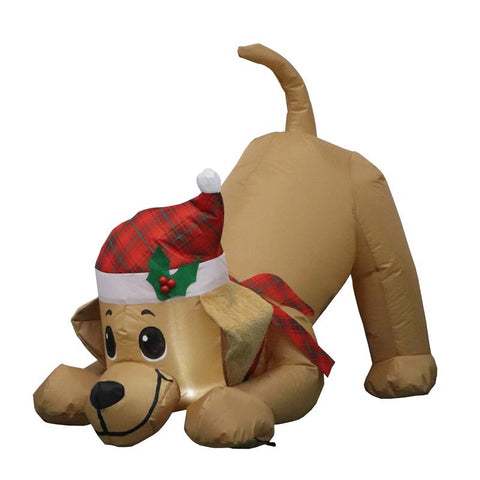 Celebrations Yellow Dog with Santa Hat 6 ft. Inflatable