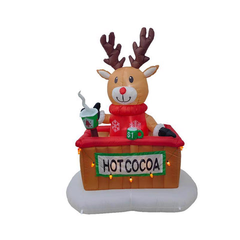 Celebrations Reindeer Hot Cocoa Stand 7 ft. Inflatable
