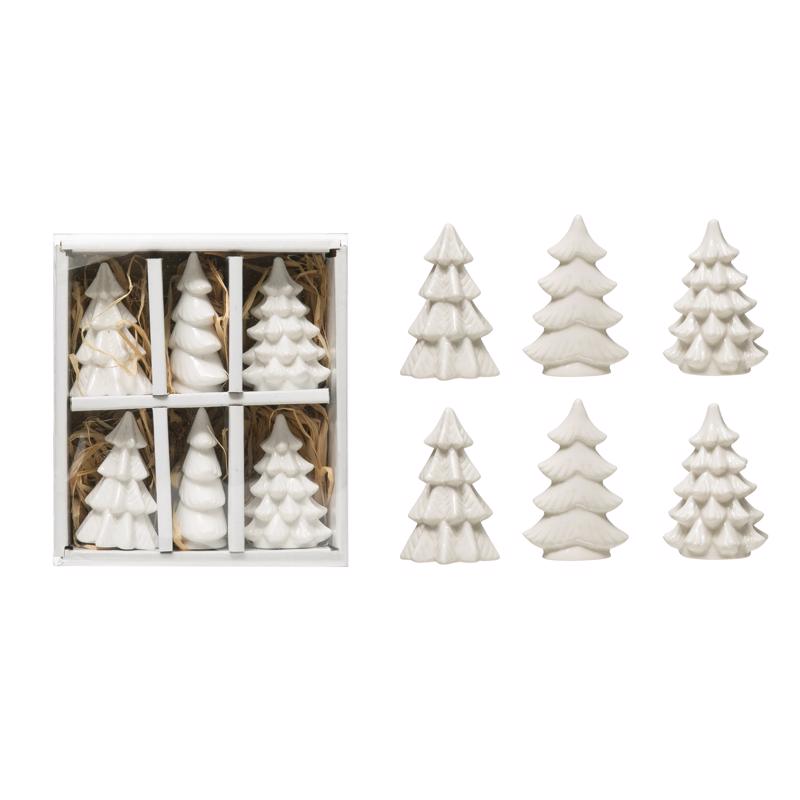 Creative Co-Op White Trees Table Decor (Pack of 6)