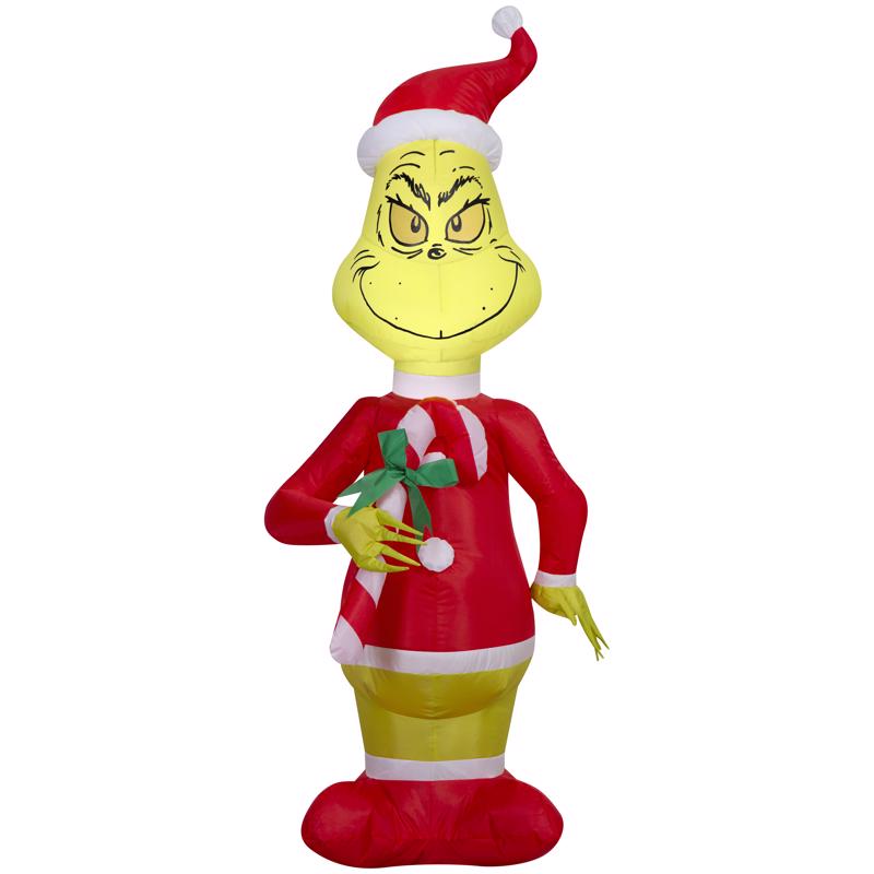Gemmy Grinch con bastón de caramelo inflable de 4 pies
