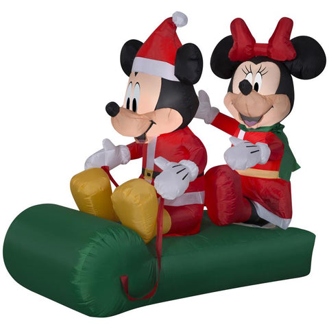 Gemmy Mickey and Minnie on Sled 5 ft. Inflatable