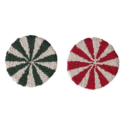 Creative Co-Op Red/Green Cotton Tufted Candy Table Decor (Pack of 12)
