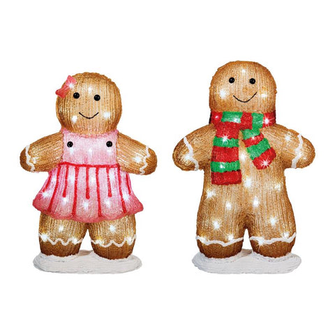 Lumineo LED Cool White Gingerbread 18 in. Yard Decor (Pack of 2)